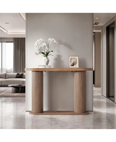 Gaomon Fluted Console Table, 42.5 Inch Narrow Wood Entryway Table with Storage Shelf, Sofa Behind the Couch, for Hallway, Living Room,Foyer