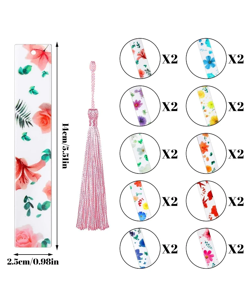 Gnuadz Flower Bookmark Transparent Floral Tassel Page Marker