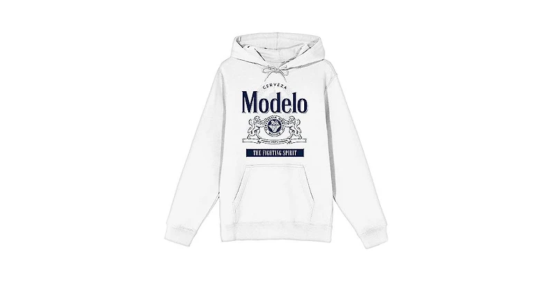 Modelo Men's The FIghting Spirit Long Sleeve White Adult Hooded Sweatshirt -3XL