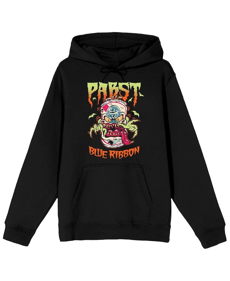 Pabst Blue Ribbon Men's Halloween theme can beer monster illustration on Adult Hoodie