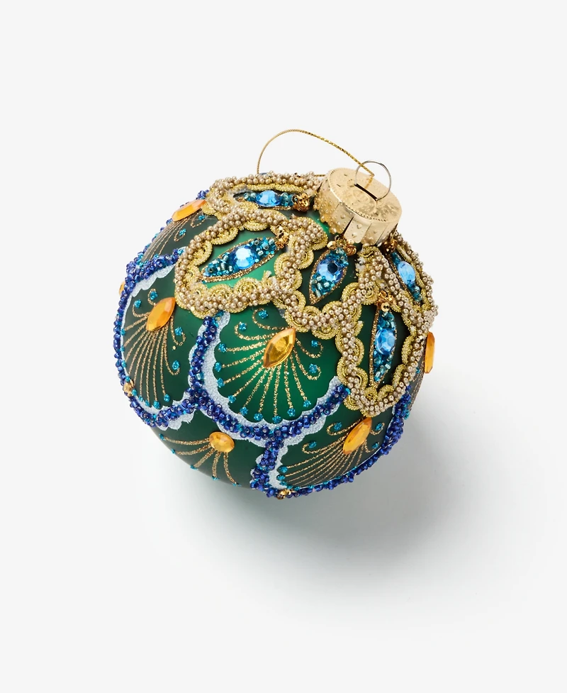 Holiday Lane Peacock Embellished Ball Ornament, Macy's Exclusive