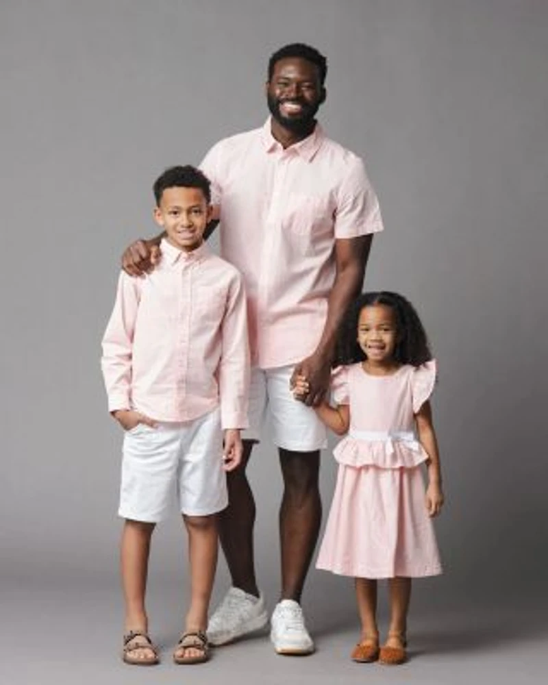 Hope Henry Mens Kids Family Matching White Seersucker Dot