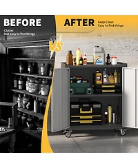Gaomon Heavy Duty Metal Locking Garage Tool Cabinet with Adjustable Shelf, Rolling Wheels