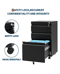 Gaomon Document 3-Drawer Mobile Metal Filing Cabinet with Lock, Document Storage Solution