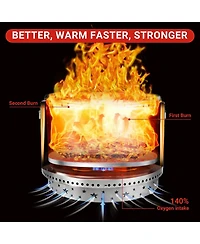 Gaomon 27 Inch Stainless Steel Smokeless Fire Pit, Round Fixed Base with Star Cutout Design, Wood Burning Outdoor Fire Bowl for Camping Patio Backyard