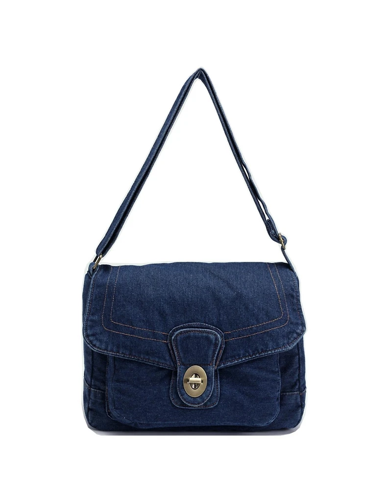 Luma Denim Flap Shoulder Bag Crossbody Purse Casual Blue Jean Handbag Adjustable Strap Everyday Small Messenger