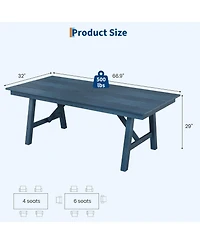 GarveeLife Outdoor Dining Table Set for 6, 7-Piece Patio Hdpe Slatted Table and Chairs Set with Umbrella Hole, All-Weather for Backyard