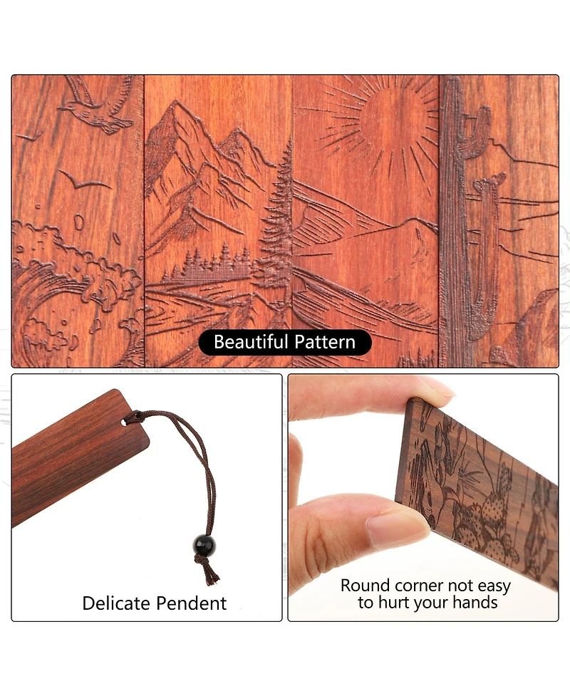 Gnuadz Wood Bookmark Adventure Scenery Carving Gift