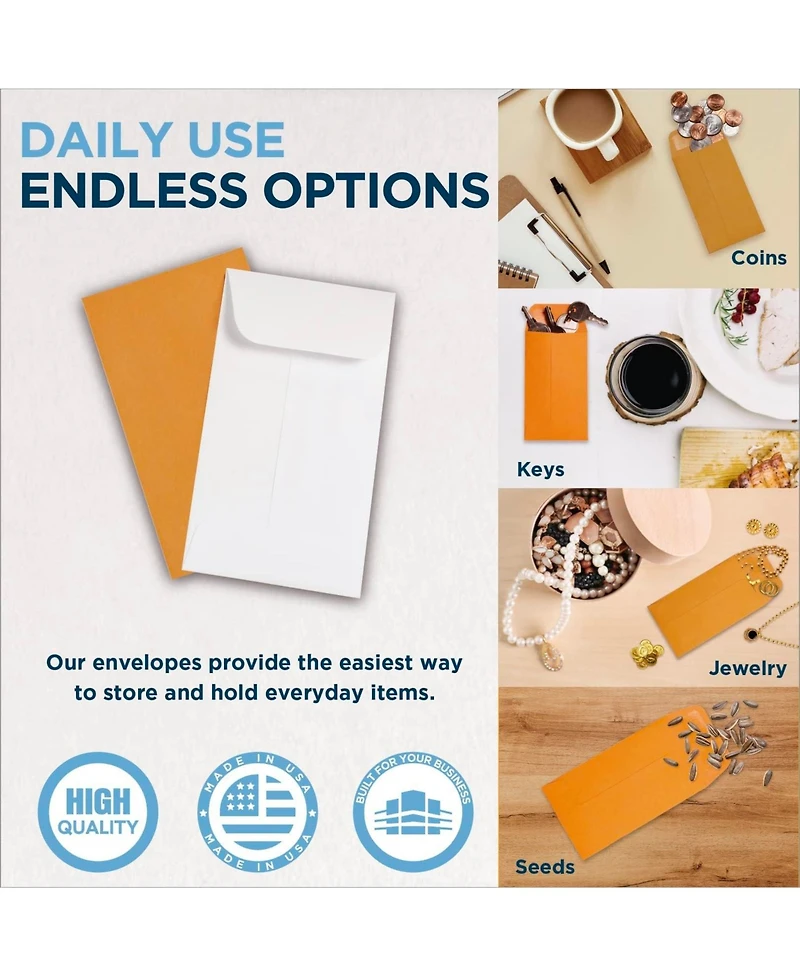 Gnuadz Small Paper Envelopes Gummed Flap Storage Holder