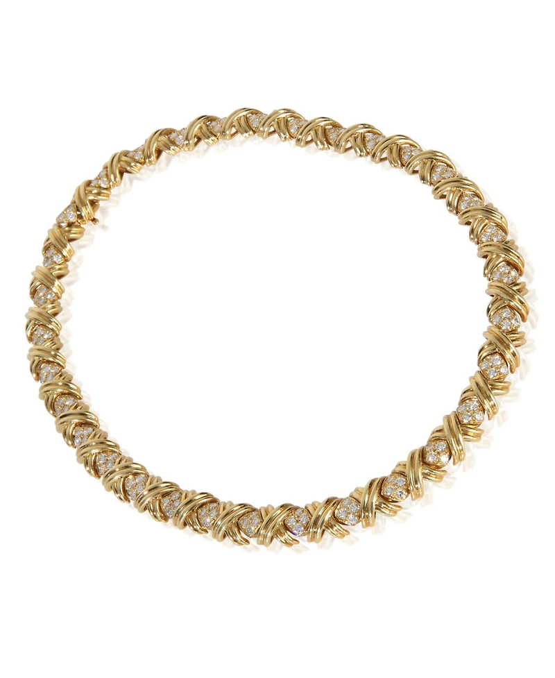Pre-Owned Tiffany & Co Yellow Gold Diamond X Collection Necklace