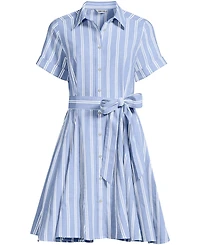 Lands' End Women's Linen Blend Button Front Dress with Godets