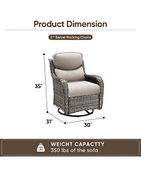 Pocassy Outdoor Swivel Rocker Patio Chairs-High Back Wicker Swivel Rocker Patio Chairs Set of 2,Pe Wicker Chair Patio Furniture Sets with 5in Cushions