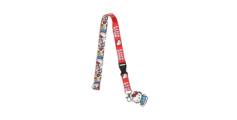 Hello Kitty Lanyard with Breakaway Rubber Charm and Id Sleeve