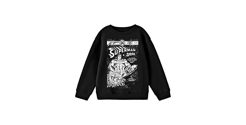 Superman Boys Comic Cover No. 300 Crew Neck Long Sleeve Black Youth Tee
