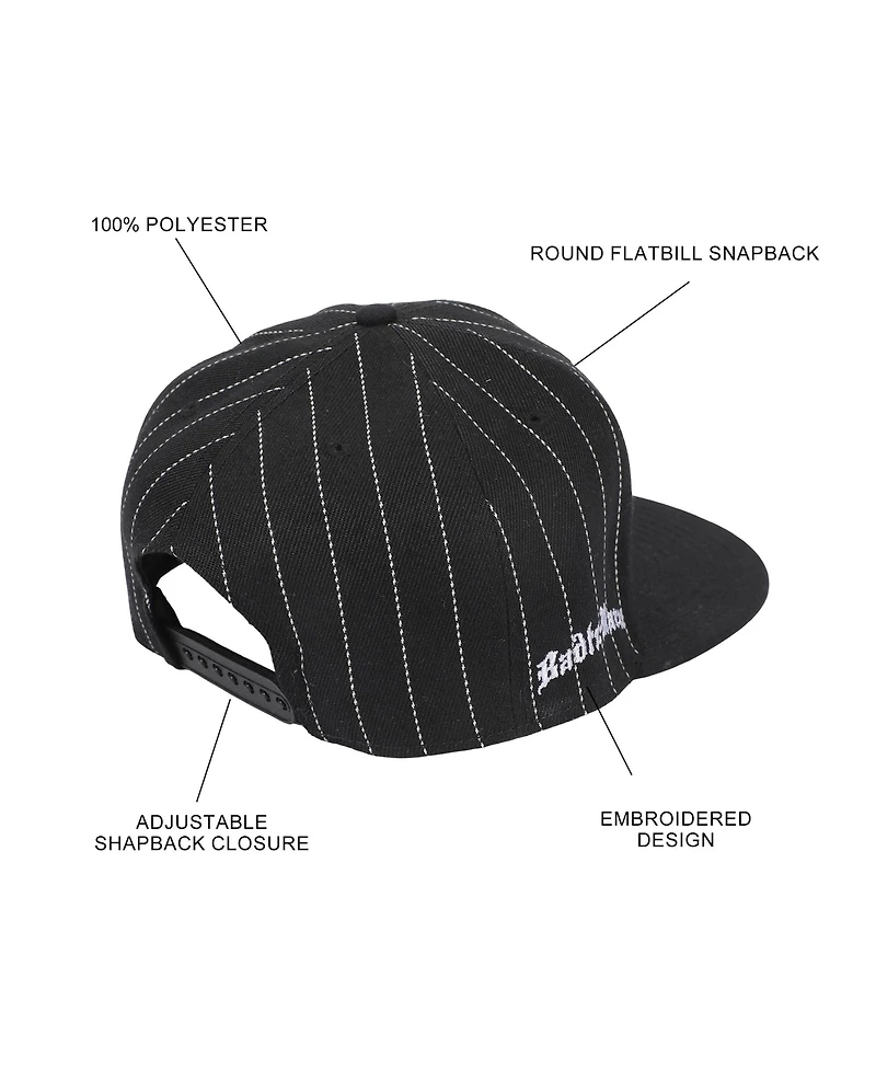 Hello Kitty Men's Badtz-Maru Embroidered Character Face Black Striped Poly Wool Baseball Hat