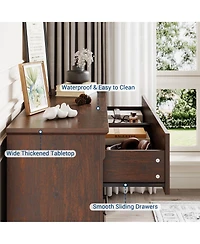homfan 6-Drawer Dresser for Bedroom, Farmhouse Chest of Drawers with Metal Handles, Wide Storage Cabinet Living Room Hallway