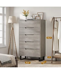 homfan 5 Dresser for Bedroom, 50" Tall Dresser, Freestanding Vertical Drawer with Storage, Wooden Closet Chest Storage Living Room, Hallway