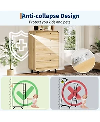 homfan Large Capacity Wooden Dresser with 5 Drawers, Tall Storage Chest, Modern Minimalist Cabinet for Bedroom, Living Room and Hallway