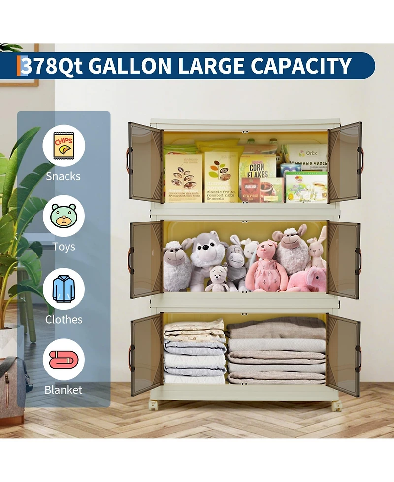 homfan Layers Stackable Plastic Storage Bin with Lid