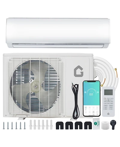 Xo 18000 Btu Mini Split Ac and Heat Pump, 23 SEER2 Inverter, WiFi and Alexa, Cools 1250 Sq. Ft, 208/230V Kit