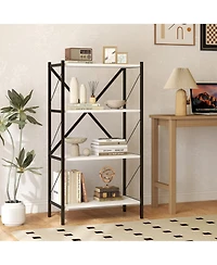 Gymax 4-Tier Bookshelf Industrial Bookcase with Heavy-Duty Metal Frame for Living Room