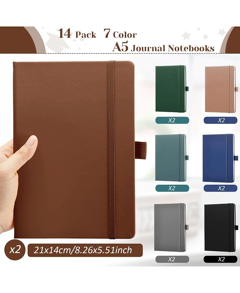 Gnuadz Lined Journal Hardcover Notebook College Ruled Pen Holder Pu Leather