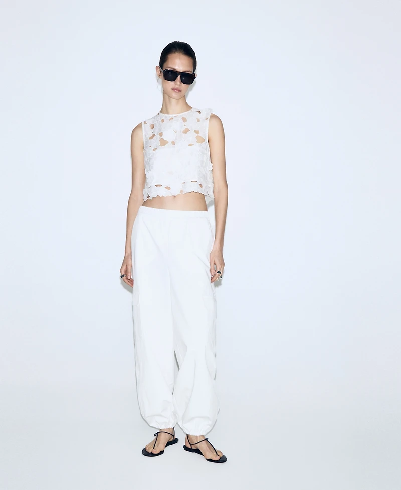 Mango Women's Openwork Embroidery Top