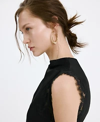 Mango Women's Lace Details Satin Dress