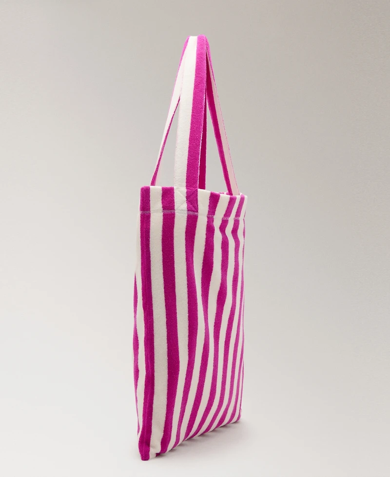 Mango Women's Striped Terry Cotton Tote Bag