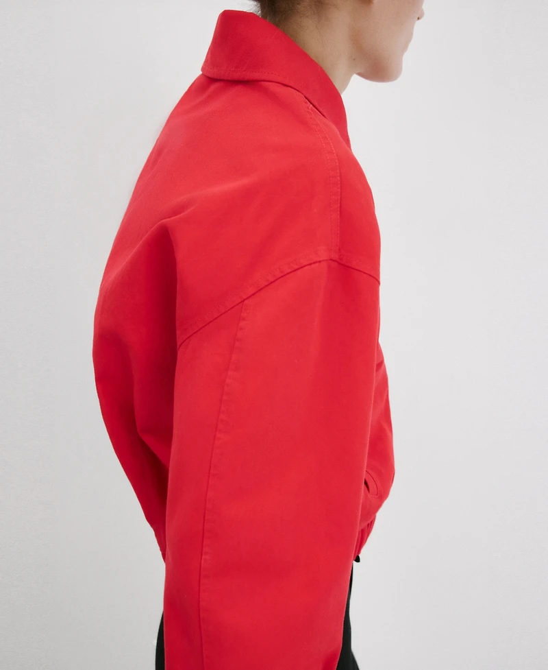 Mango Women's Shirt Collar Bomber Jacket
