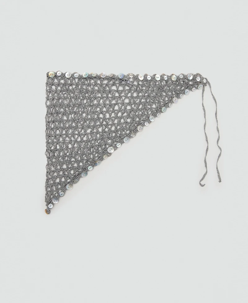 Mango Women's Decorative Buttons Crochet Scarf
