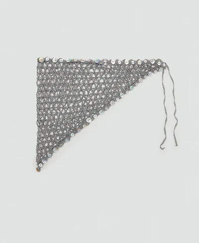 Mango Women's Decorative Buttons Crochet Scarf