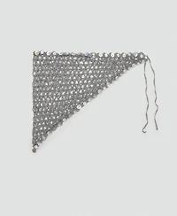 Mango Women's Decorative Buttons Crochet Scarf
