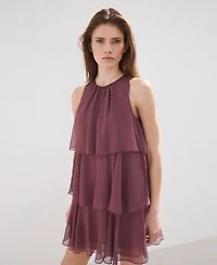 Mango Women's Ruffled Draped Dress