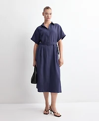 Mango Women's Belted Lyocell Shirtdress