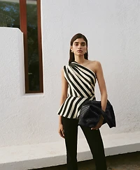 Mango Women's Striped Asymmetrical Top