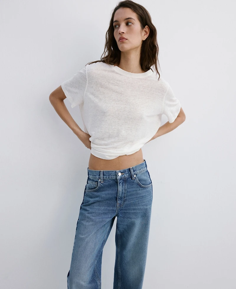 Mango Women's Contrasting Stripe Low-Rise Jeans