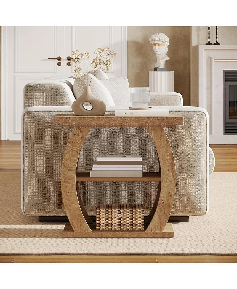 Tribesigns 3-Tier Side Table with Curved Frame, Farmhouse Narrow Bedside Table, Wooden End Table