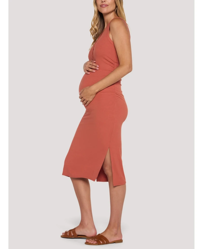 Motherhood Maternity Sleeveless Henley Racerback Midi Dress