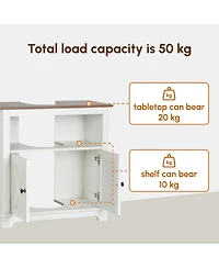 Busdays White Farmhouse Bathroom Sink Cabinet Pedestal Sink Storage Cabinet with Double Doors and Shelves
