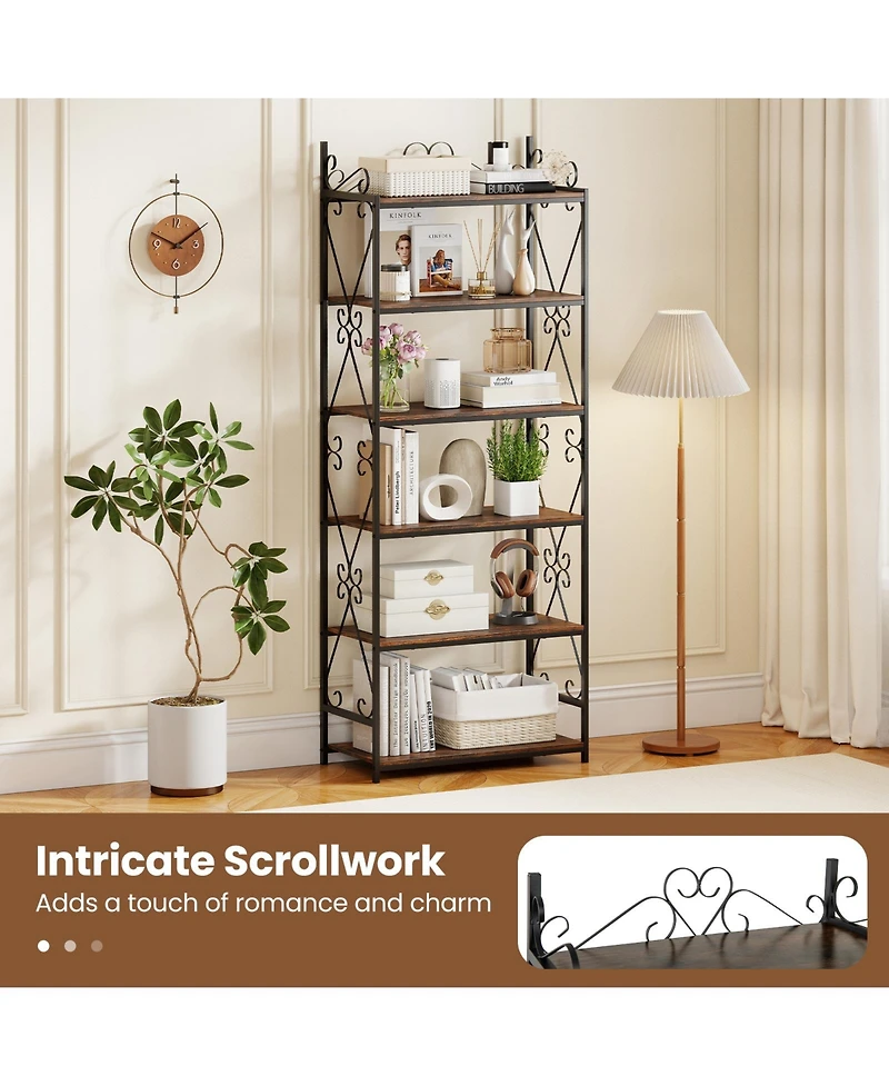 Gymax 6-Tier Bookshelf 71.5'' Industrial Tall Bookcase with Open Shelves for Study
