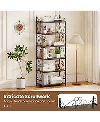 Gymax 6-Tier Bookshelf 71.5'' Industrial Tall Bookcase with Open Shelves for Study