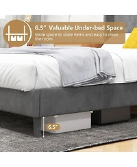 Gymax Full Upholstered Platform Bed Frame With Button Tufted Headboard Wooden Slats