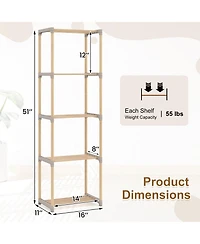 Gymax 5-Tier Bookshelf with Open Shelves Freestanding Storage Organizer for Home Office