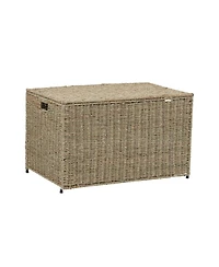Household Essentials Large Woven Paper Rope Storage Chest with Hinged Lid and Integrated Handles