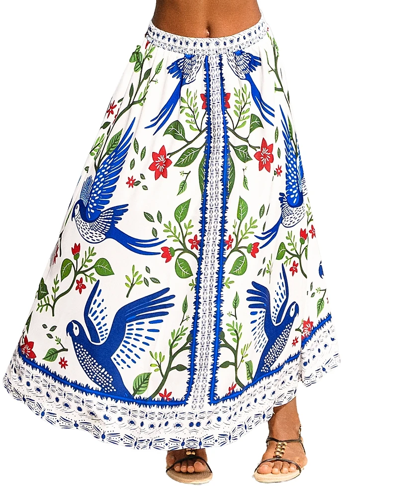 Cupshe Women's Island Birds Tropical Maxi Skirt