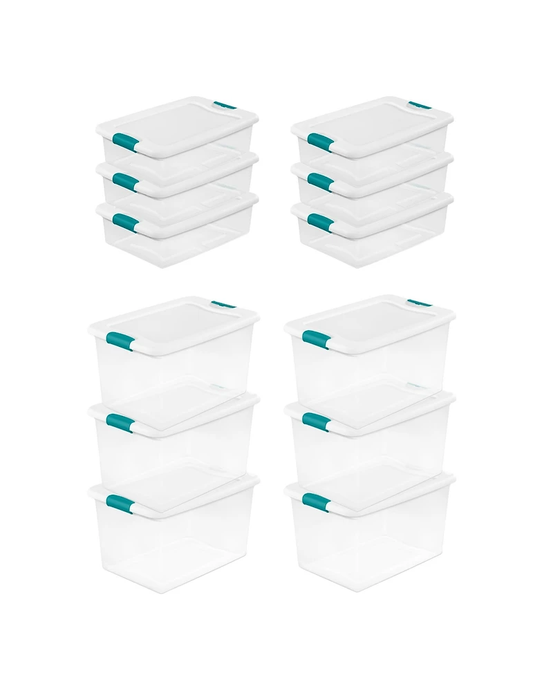 Sterilite 64 Qt Plastic Stacking Container, 6 Pack and 32 Quart Storage Boxes, 6 Pack