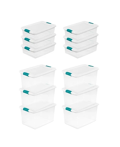 Sterilite 64 Qt Plastic Stacking Container, 6 Pack and 32 Quart Storage Boxes, 6 Pack