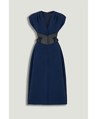Nocturne Women's V-Neck Belted Midi Dress