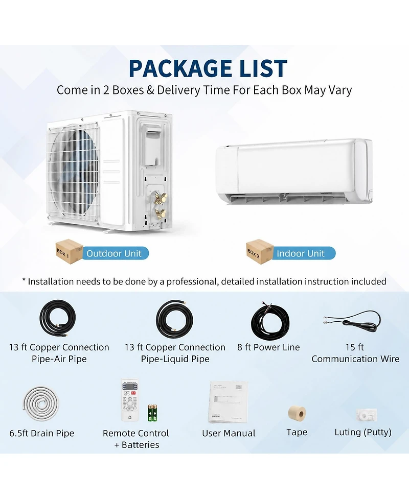 Xo 18.5 SEER2 9,000 Btu Mini Split Ac and Heat Pump, Cools/Heats Up to 450 Sq.Ft, 230V